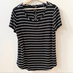 Ellen Tracy Striped T Shirt Black and White Medium